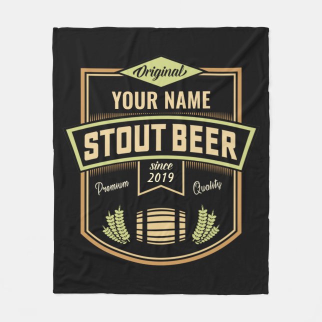 Personalised Stout Dark Beer Brewing Label Bar   Fleece Blanket (Front)