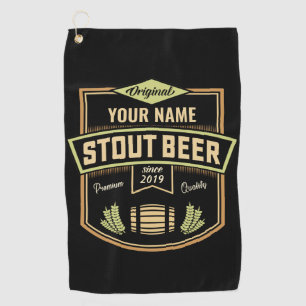 Personalised Stout Dark Beer Brewing Label Bar Golf Towel