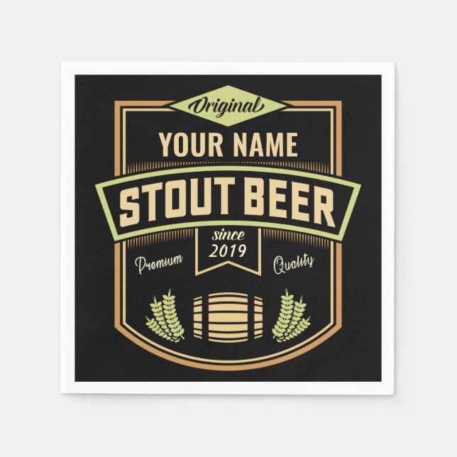 Personalised Stout Dark Beer Brewing Label Bar   Napkin (Front)