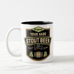 Personalised Stout Dark Beer Brewing Label Bar  Two-Tone Coffee Mug