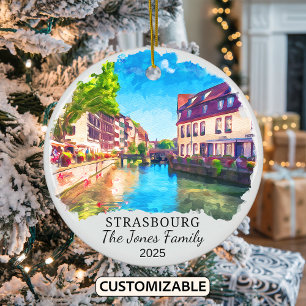 Personalised Strasbourg Ornament, France Ceramic Tree Decoration