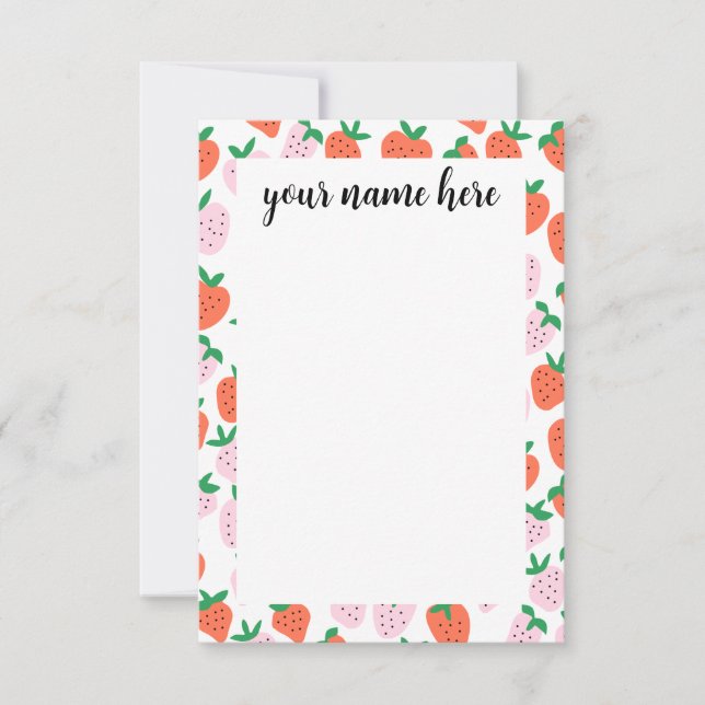 Personalised Strawberries Notecards (Front)