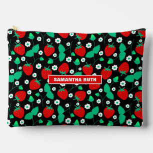Personalised Strawberry and Daisy Flowers Accessory Pouch