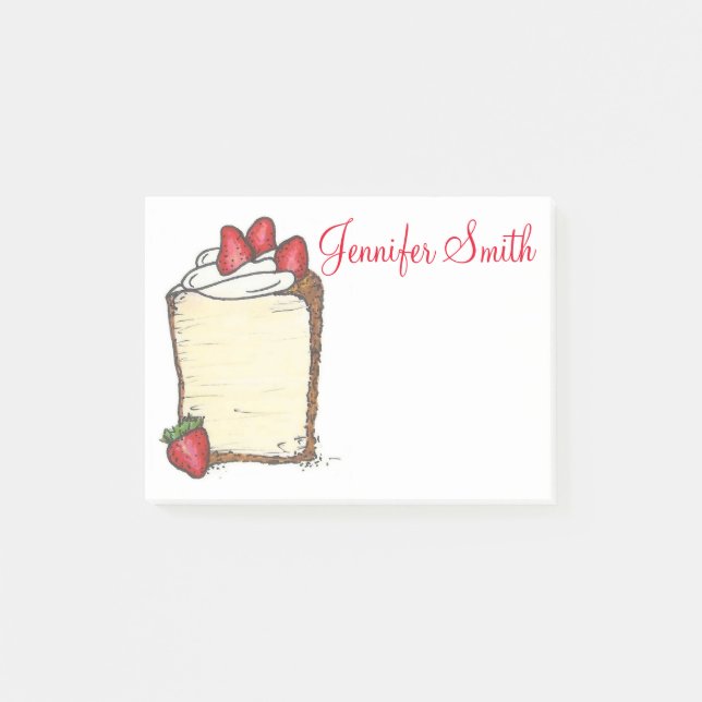 Personalised Strawberry Angel Food Cake Post Its Post-it Notes (Front)
