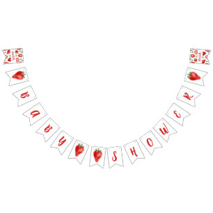 Personalised Strawberry Baby Shower Banner Bunting