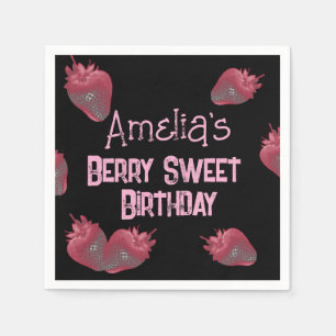Personalised Strawberry Birthday Napkin