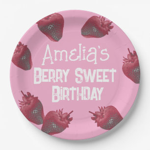 Personalised Strawberry Birthday Paper Plate