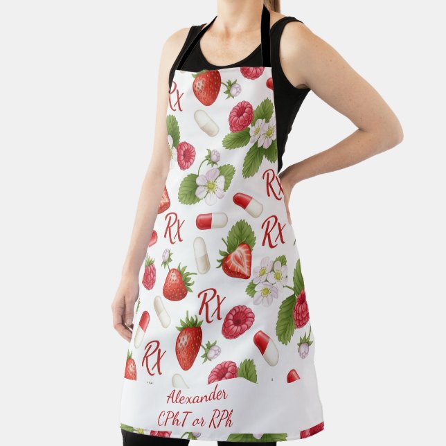 Personalised Strawberry & Capsule Pharmacy  Apron (Insitu)