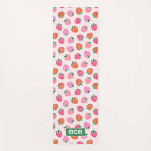 Personalised Strawberry Checks Christmas Pink Yoga Mat