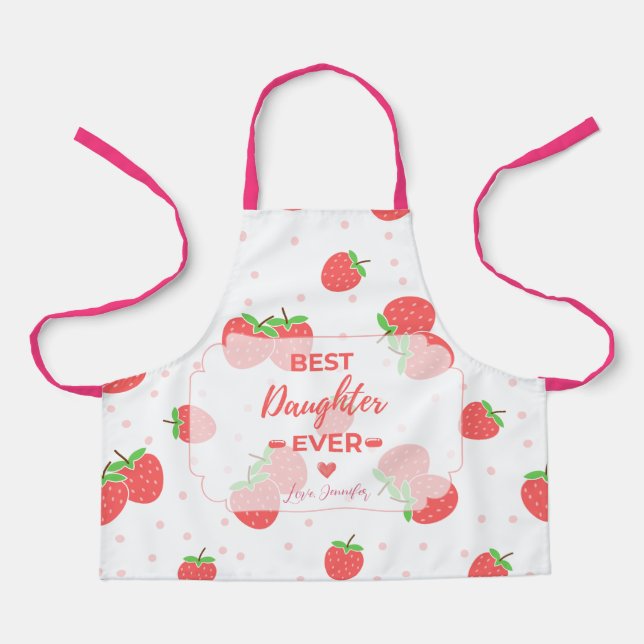 Personalised Strawberry Daughter Apron (Front)