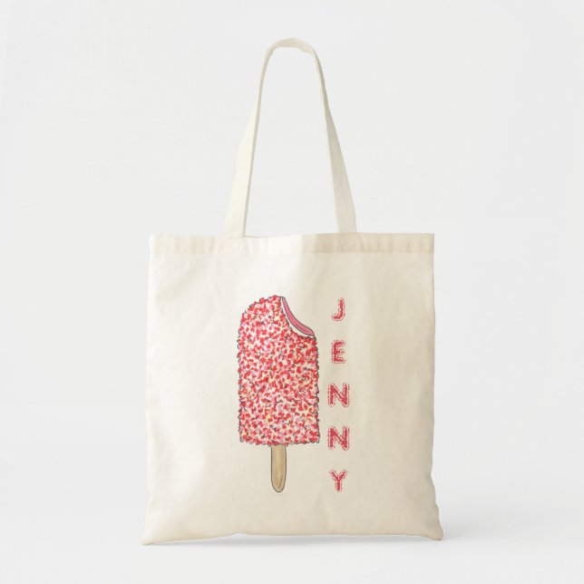 Personalised Strawberry Eclair Popsicle Name Tote (Front)