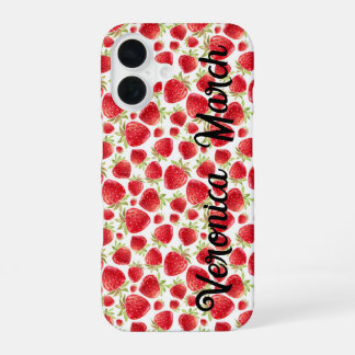 Personalised Strawberry Fun iPhone 16 Glossy case