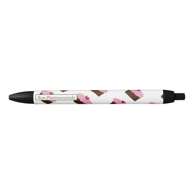 Personalised Strawberry Heart Cupcake Themed Gifts Black Ink Pen (Front)