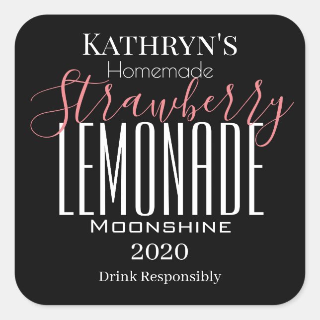 Personalised "Strawberry Lemonade" Moonshine Label (Front)