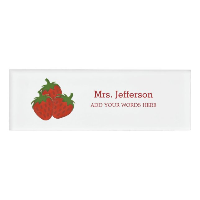 Personalised Strawberry Nametag Name Tag (Front)