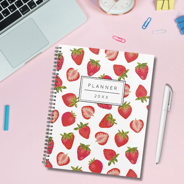 Personalised Strawberry Pattern 2023 Planner (Strawberry pattern planner)