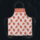 Personalised Strawberry Pattern Apron<br><div class="desc">Strawberries on light pink background make this a cute berry good choice. Easy to personalise with a name in trendy script type.</div>