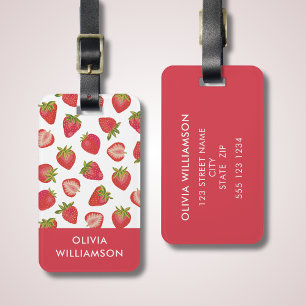 Personalised Strawberry Pattern Luggage Tag