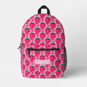 Personalised Strawberry Pattern Printed Backpack