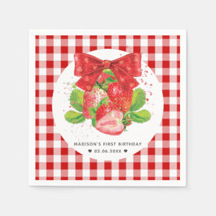 Personalised Strawberry Theme Birthday Cute Summer Napkin