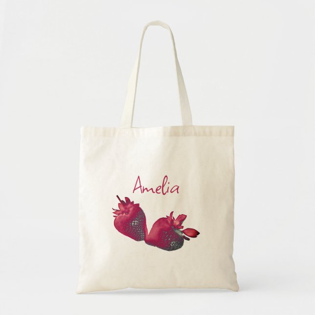 Personalised Strawberry  Tote Bag (Front)