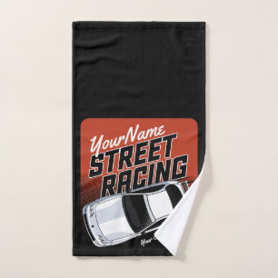 Personalised Street Racing Race Car Motorsport  Bath Towel Set