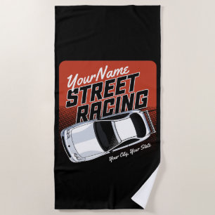 Personalised Street Racing Race Car Motorsport Beach Towel
