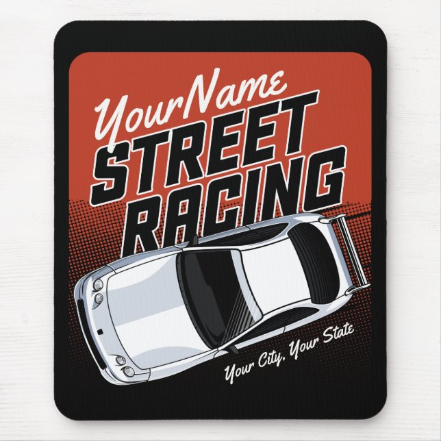 Personalised Street Racing Race Car Motorsport  Mouse Mat (Front)