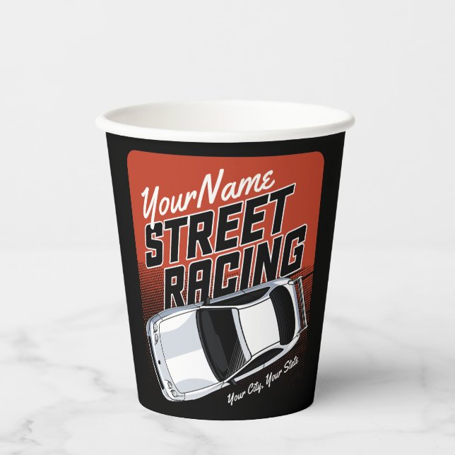 Personalised Street Racing Race Car Motorsport  Paper Cups (Front)