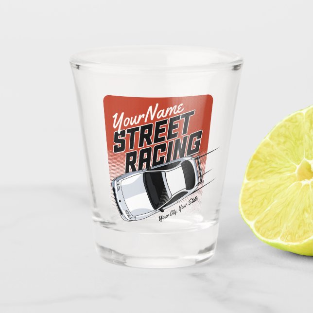 Personalised Street Racing Race Car Motorsport  Shot Glass (Front)