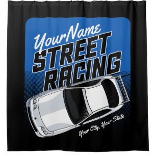 Personalised Street Racing Race Car Motorsport   Shower Curtain