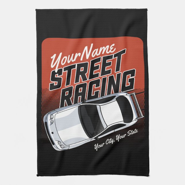 Personalised Street Racing Race Car Motorsport  Tea Towel (Vertical)