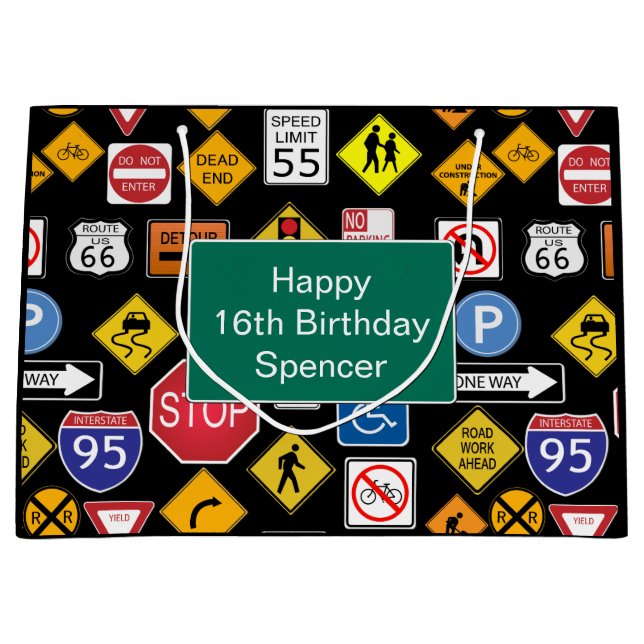 Personalised Street Sign Multi-Occasion Large Gift Bag (Front)