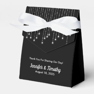 Personalised String Lights Elegant Black Favour Box