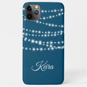 Personalised String Lights on blue iPhone 11 Pro Max Case