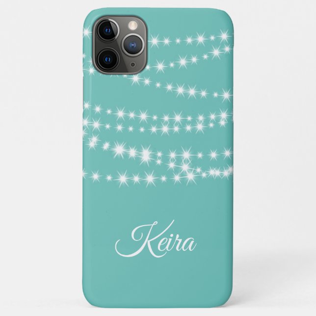 Personalised String Lights on turquoise Case-Mate iPhone Case (Back)