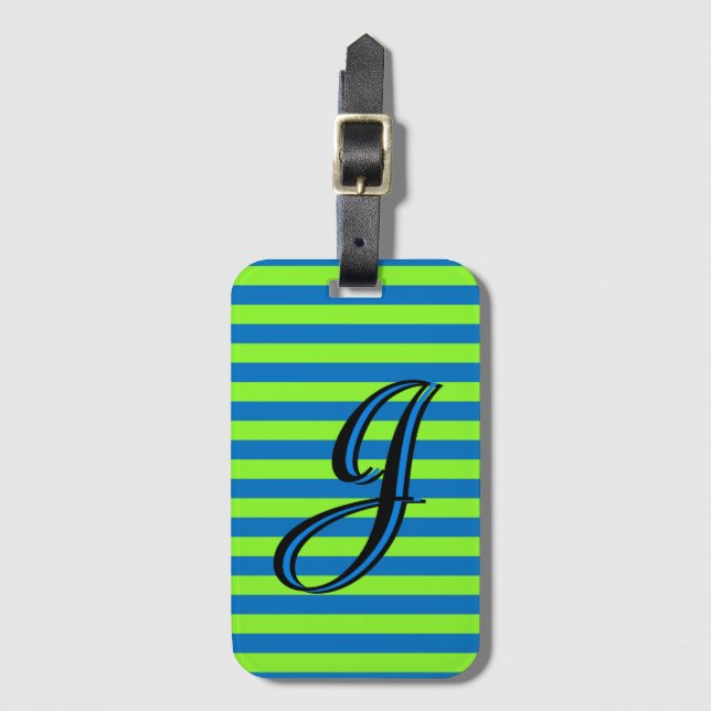 Personalised Stripe Luggage Tag (Front Vertical)