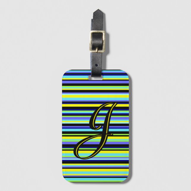 Personalised Stripe Luggage Tag (Front Vertical)