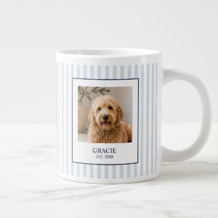Personalised Stripe Pet Name Photo Large Coffee Mug