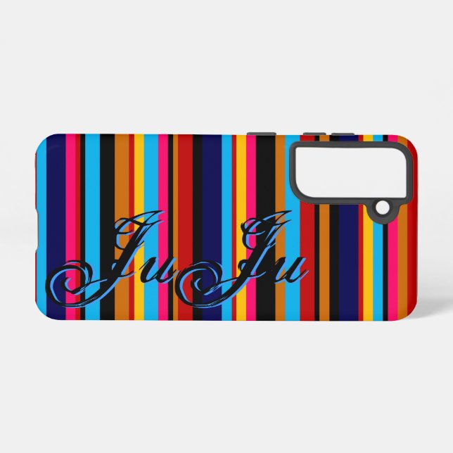Personalised Stripe Samsung Galaxy S21 Case (Back Horizontal)