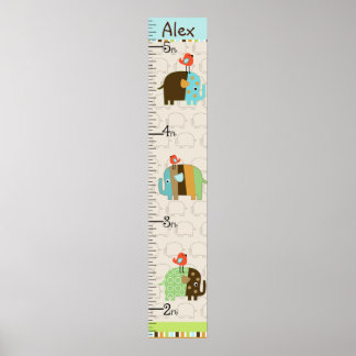 Personalised Striped African Elephant Growth Chart
