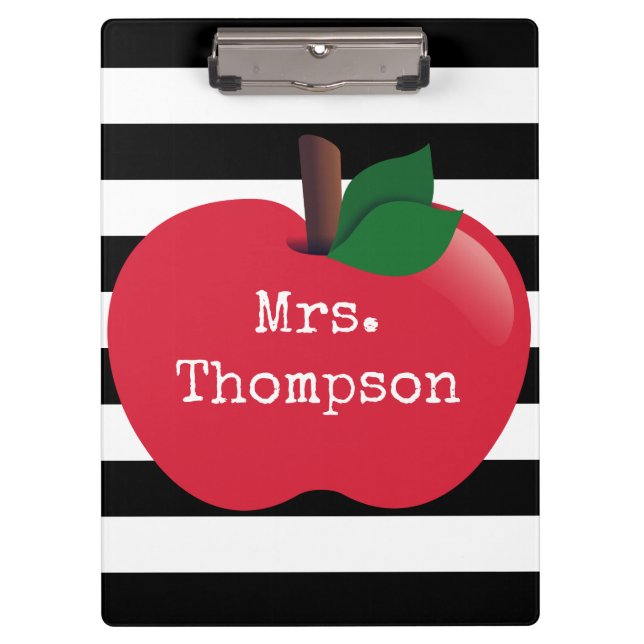 Personalised Striped Apple Clipboard (Front)