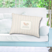Personalised Striped Beach House Outdoor Pillow