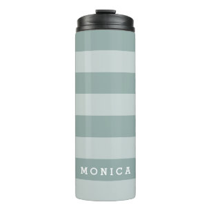 Personalised Striped dusty blue Thermal Tumbler
