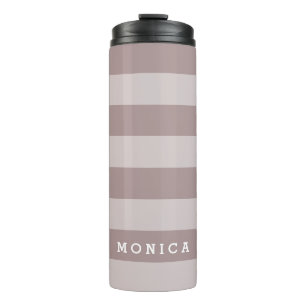 Personalised    Striped dusty plum Thermal Tumbler