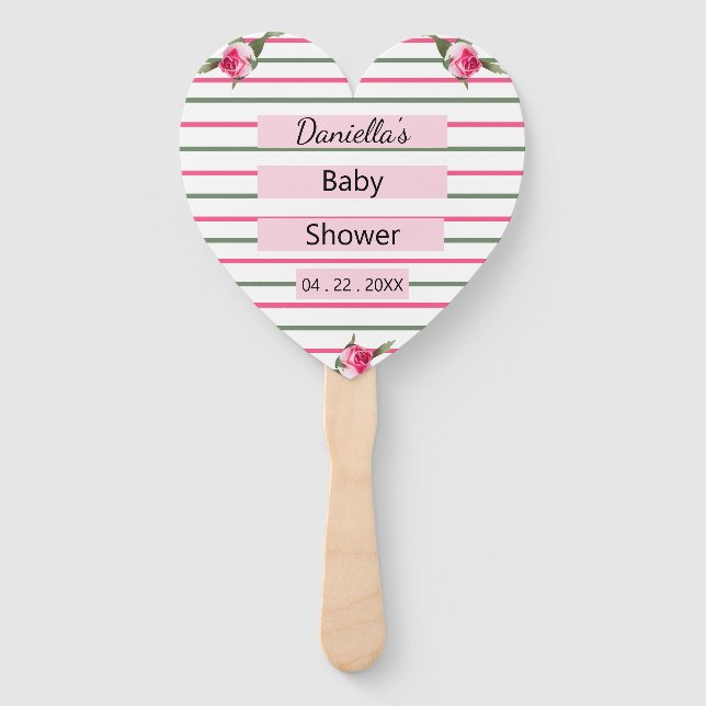 Personalised Striped Floral Spray Hand Fan (Front)