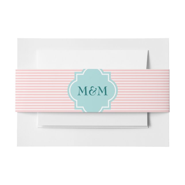Personalised striped monogram envelope belly bands invitation belly band (Front Example)