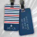 Personalised Striped Nautical Anchor Monogram Luggage Tag<br><div class="desc">Looking for a unique and personalised gift for someone special? Check out our custom striped monogram design! Perfect for Christmas,  this luggage tag can be personalised with a monogram name of your choice. Order yours today!</div>