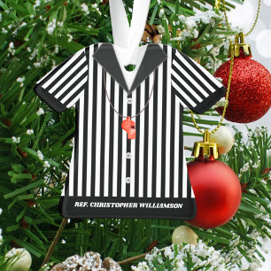 Personalised Striped Referee Shirt Ornament