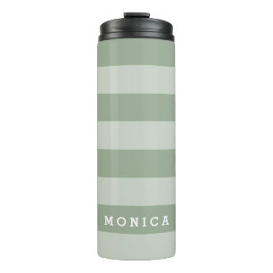 Personalised    Striped Sage Thermal Tumbler